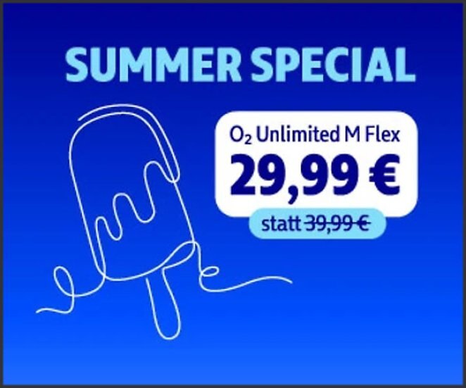 o2 Mobile Unlimited M Flex: Unbegrenztes Datenvolumen - 5G mit max. 100 MBit/s