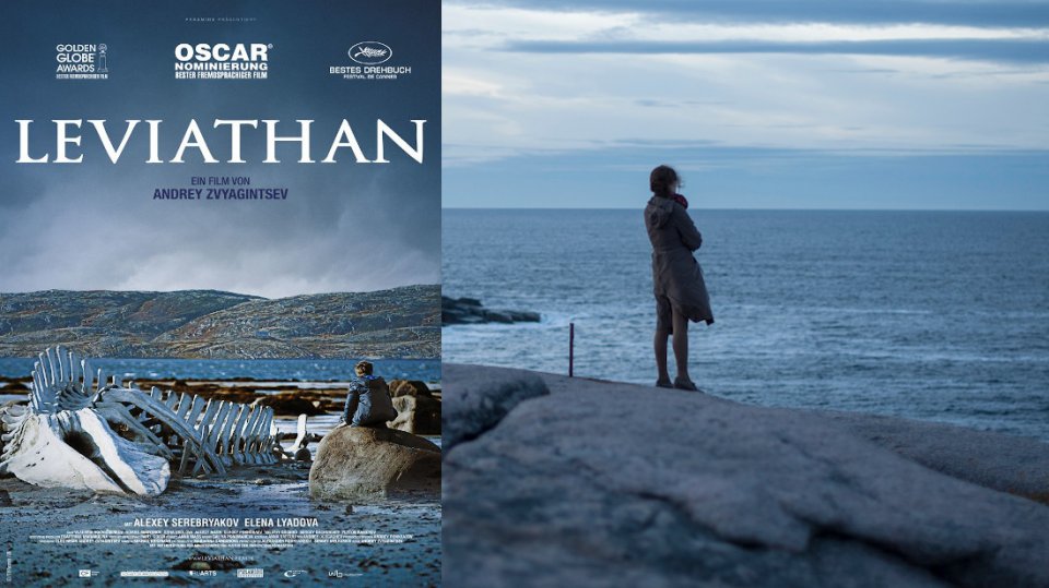 Kinoplakat und Szenenbild zu 'Leviathan'