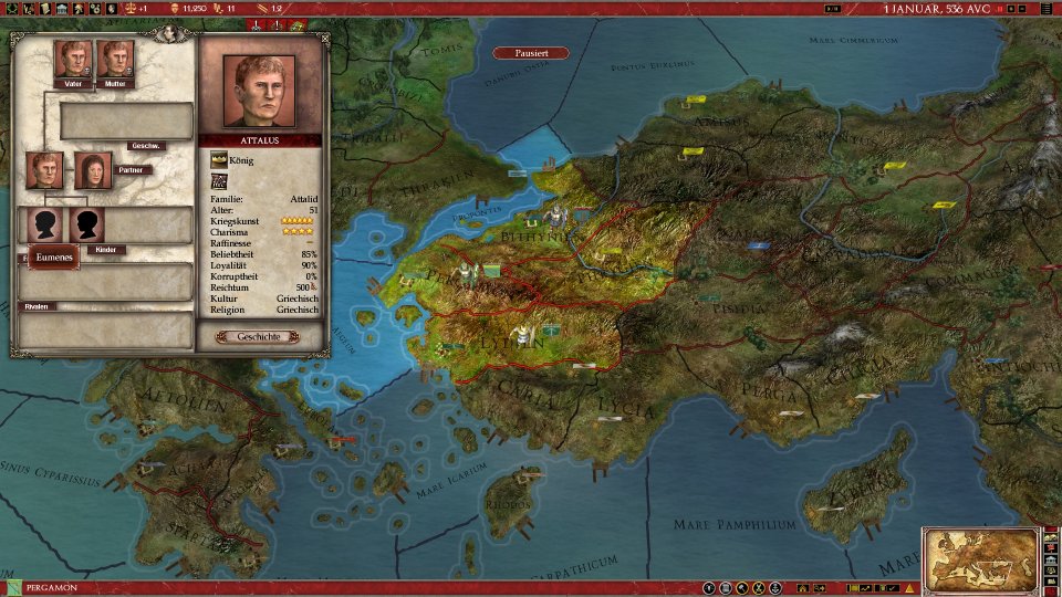 Europa Universalis: Rome simulierte ganze Dynastien und Familien, die man sich schön übersichtlich in Form eines Stammbaums anzeigen lassen konnte. <br> &nbsp;