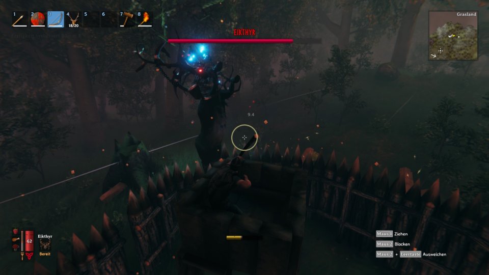 Euer Hochstand wird seit dem letzten Patch zwar die KI von Eikthyr nicht mehr ausschalten, hält den Hirsch aber trotzdem auf Abstand und verschafft euch eine Menge Spielraum.
