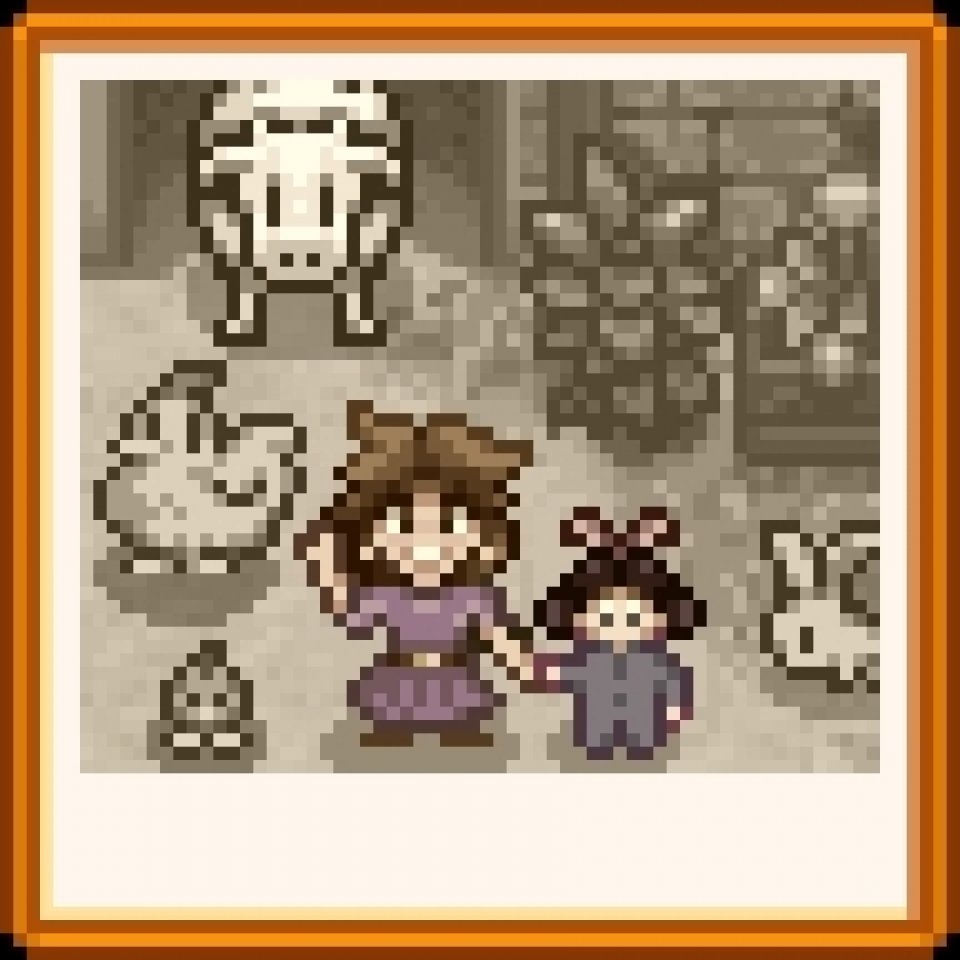 Geheime Notiz 11 - Altes Foto mit Tieren und zwei Charakteren, das wohl vor Marnies Haus geknipst wurde. Zeigt es Marnie und ihre Tochter?