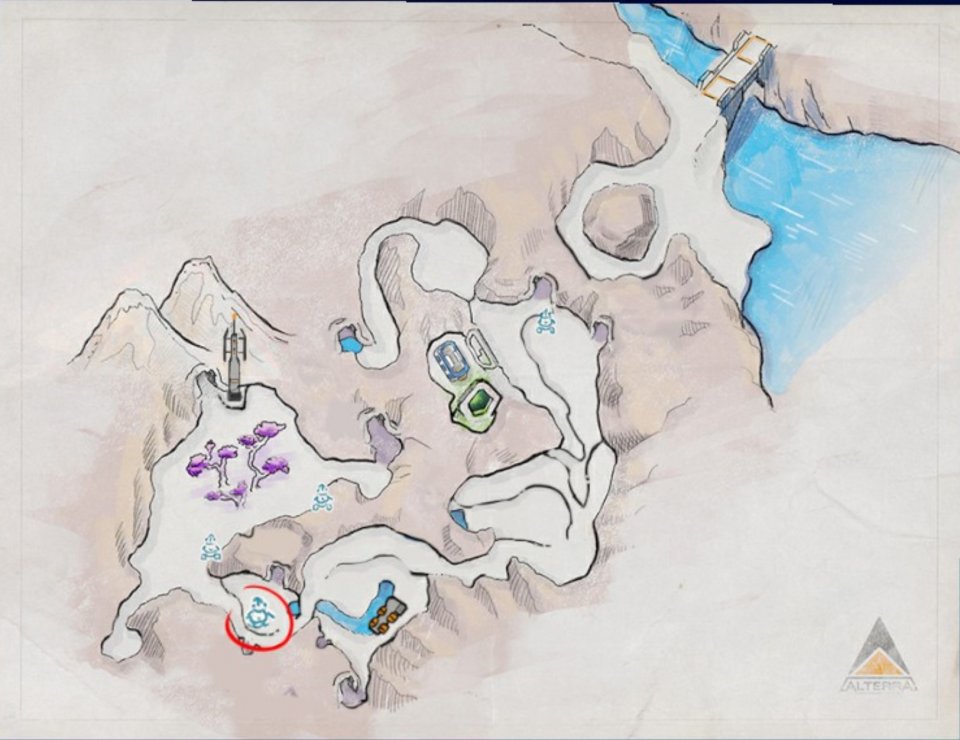 Auf der Späherpinguin-Karte findet ihr kleine blaue Markierungen. Schickt eure Pinguine dort hinein, um Ressourcen abzustauben - bei der rot umkringelten Markierung befindet sich das Khaara-Antidot.