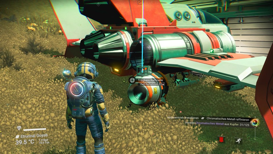 Auch nach fünf Jahren ist No Man's Sky nicht vollends fehlerfrei. In der von uns gespielten PS5-Version kommt es zu Grafikfehlern wie zu spät nachgeladenen Texturen oder Objekten, die ineinander ragen.<br> &nbsp;