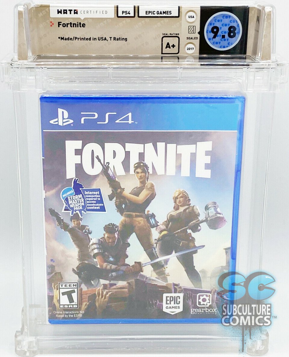 Selbst moderne Titel wie die relativ seltene physische Playstation-4-Version von Fortnite sind nicht vor dem Wata-Games-Wahn sicher und animieren Ebay-Verkäufer zu abenteuerlichen Sofortkauf-Preisen von knapp 60.000 Dollar!<br> <br> &nbsp;