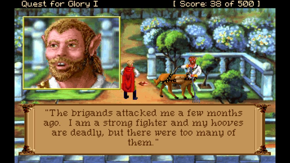 So manche Kreatur wie dieser Zentaur erinnert stark an die King's-Quest-Serie, mit der Sierra Entertainment berühmt geworden ist. (VGA-Version)