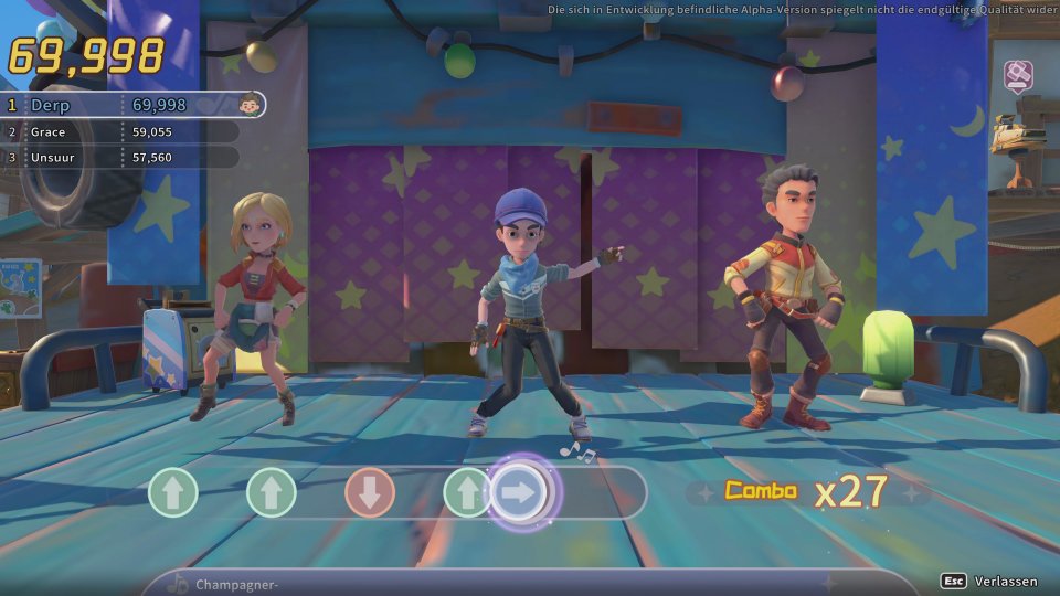 Das Dance-off läuft im Stile von Dance Dance Revolution.