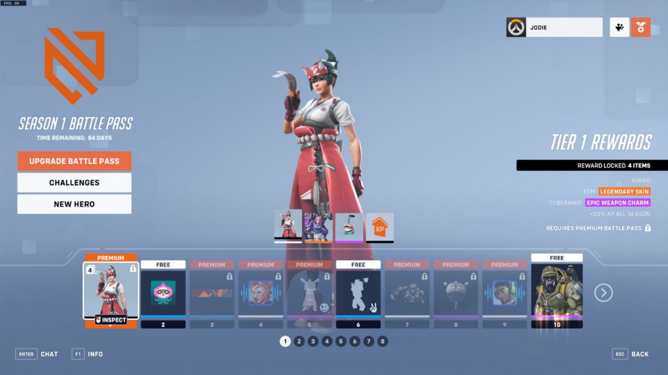Im Battlepass bekommen wir hauptsächlich kosmetische Gegenstände. Regelmäßig wird sich aber auch ein Overwatch-held darin befinden, der im Bezahlmodell direkt freigeschaltet wird, andernfalls erst auf Stufe 55.