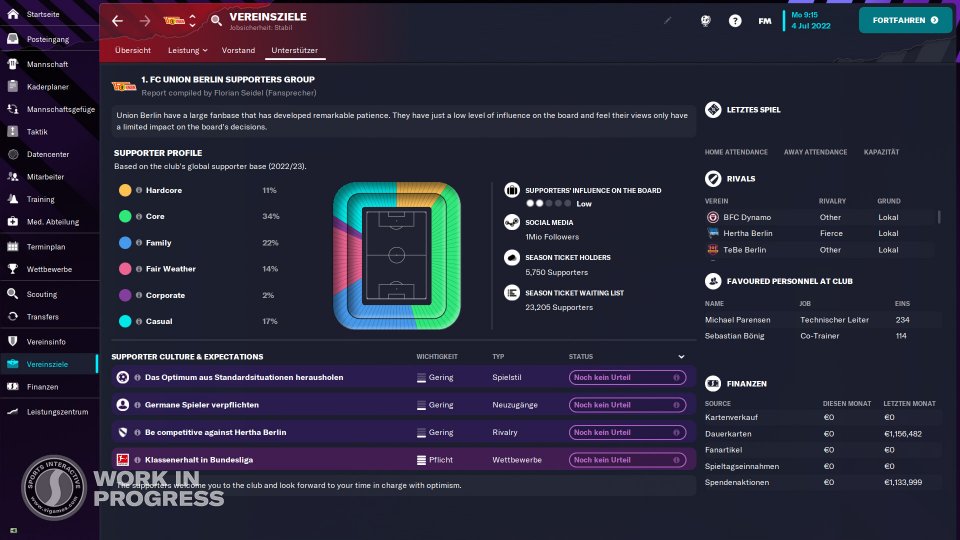 Stadionaufteilung im Football Manager 2024