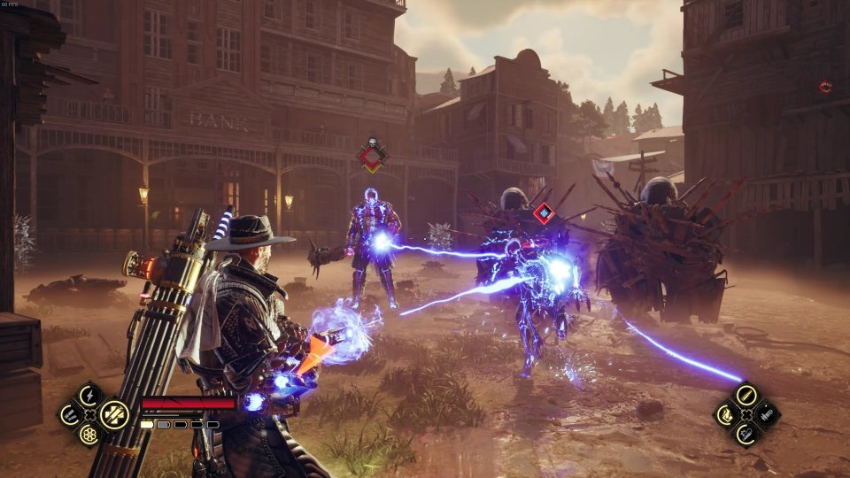 Mit dem passenden Upgrade feuert der Revolver solche Kettenblitz-Geschosse.