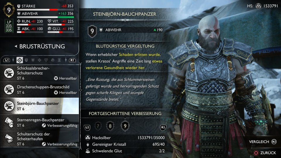 Der Steinbjörn-Bauchpanzer setzt voll auf Defensive und liefert die besten Abwehr-Werte im ganzen Spiel. Dazu gibt's einen Heileffekt, wenn ihr großen Schaden erleidet.&nbsp;