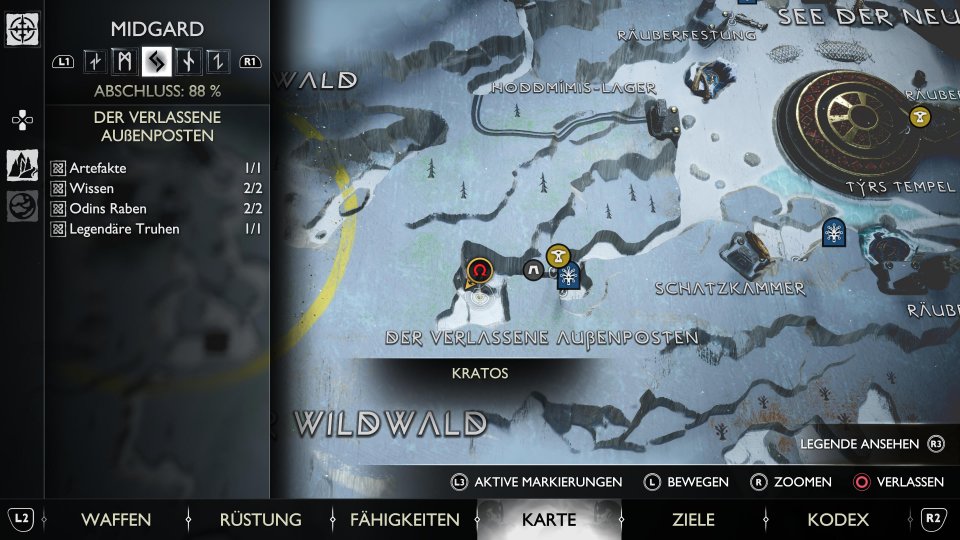 Die erste Trollstatue findet ihr in Midgard im verlassenen Außenposten. (siehe Kratos-Symbol)