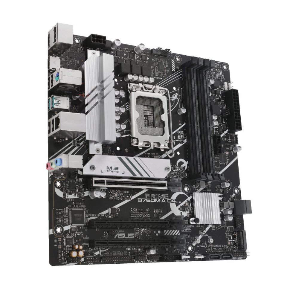 Für den Intel Sockel 1700 gibt es auch zahlreiche neue Mainboards mit dem Chipsatz B760, zum Beispiel das Asus Prime B760M-A D4