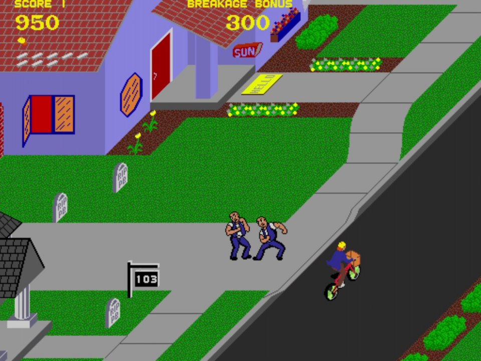 Die Kavalierperspektive wirkt in Paperboy originell, bietet allerdings noch weniger Übersicht als die zahlreichen Spiele mit Iso-Perspektive.