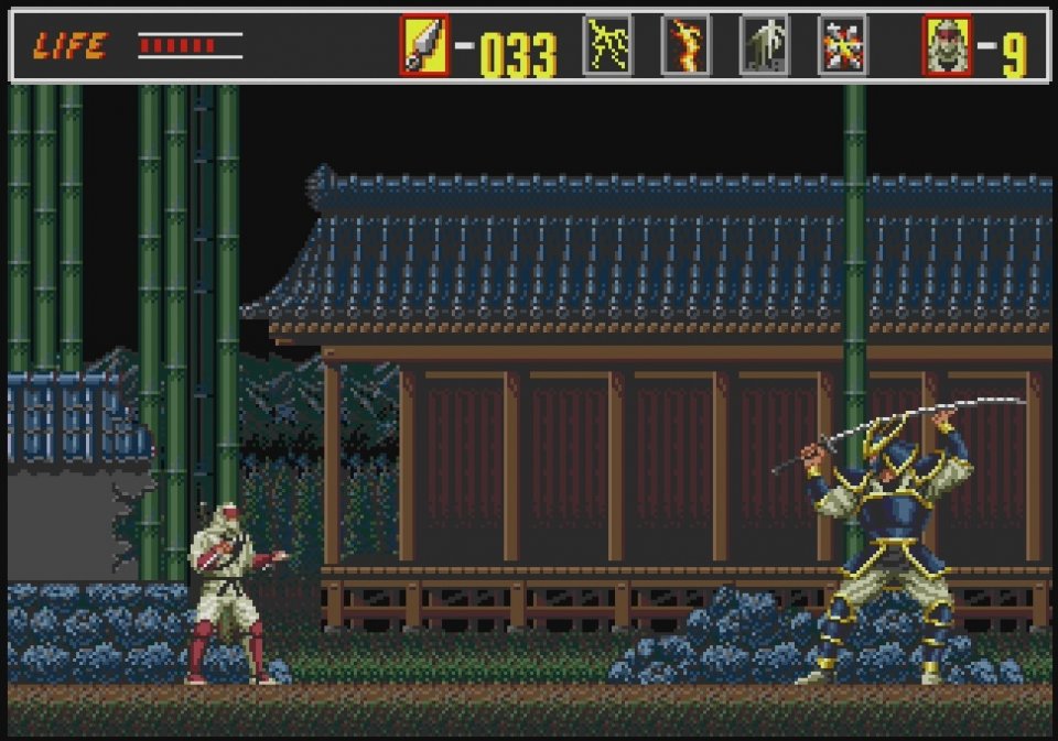 Als Ninja treten wir in The Revenge of Shinobi gegen einen Samurai an.