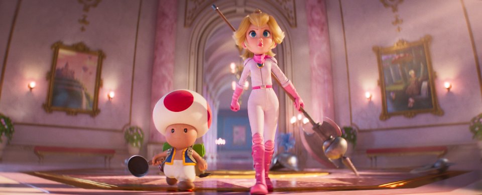 Die Nintendo-Charaktere Toad und Prinzessin Peach im Kinofilm Super Mario Bros.