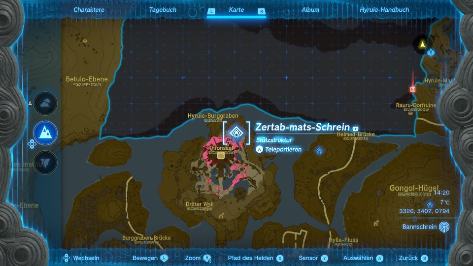 Kartenausschnitt Komplettlösung Schreine The Legend of Zelda: Tears of the Kingdom