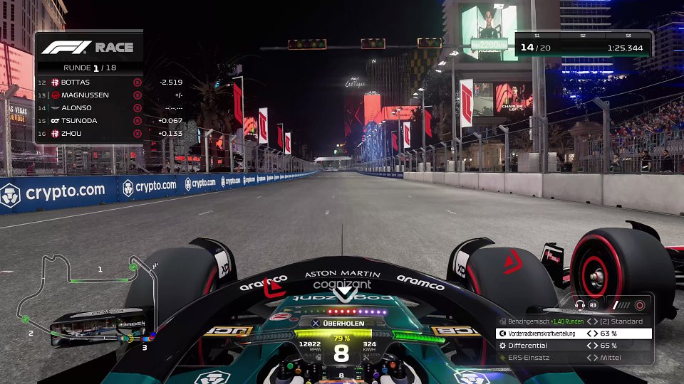 Gameplay aus F1 23, Las Vegas GP (Fernando Alonso, Aston Martin)