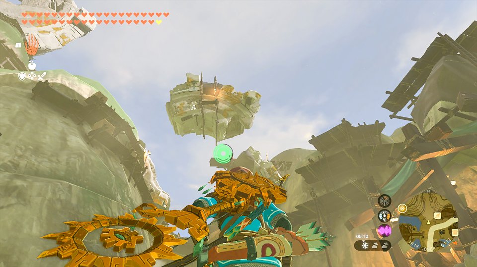 Blick auf die Kranzruinen über Kakariko in The Legend of Zelda: Tears of the Kingdom