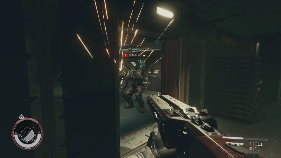 Der Infanteriekampf mit einer Shotgun gegen Weltraum-Banditen.