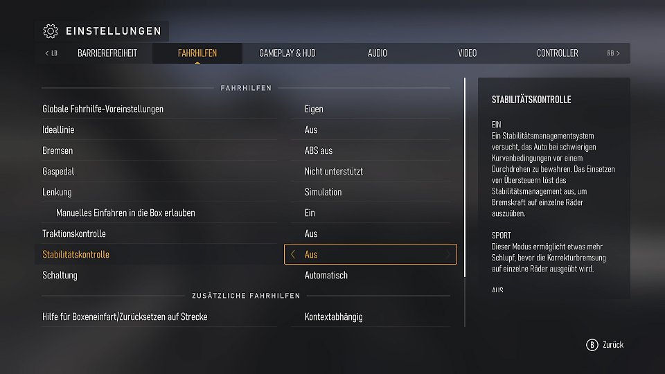 Forza Motorsport bietet natürlich viele Fahrhilfen und Einstellungsmöglichkeiten, diesmal sogar mehr als in der Vergangenheit - löblich.