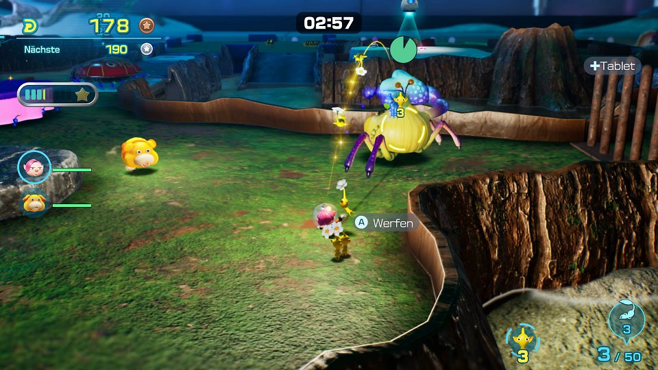 Effizienz-Aquarium: Die große Zwiebelkrabbe ist eure letzte Beute. Auch mit wenigen Pikmin könnt ihr den Kampf beginnen, tragen und besiegen wird sie sowieso Otschin.
