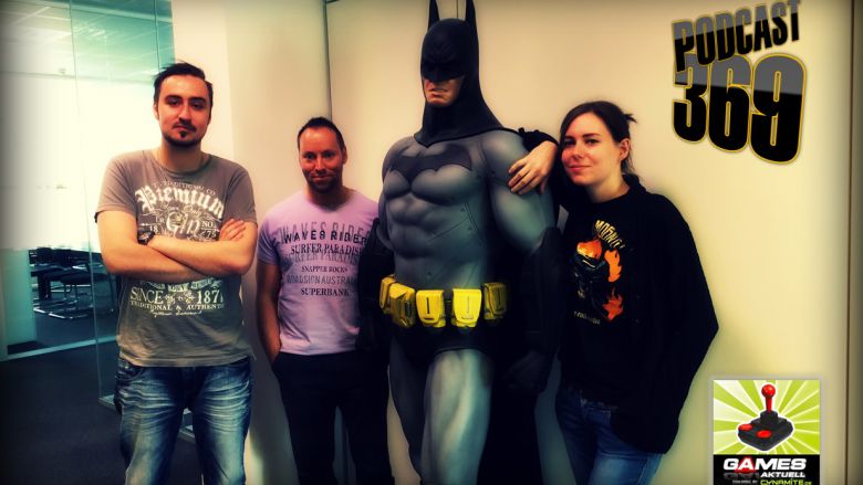 Games Aktuell Podcast 369: Marc, Andy, Batman und Katha (von links)