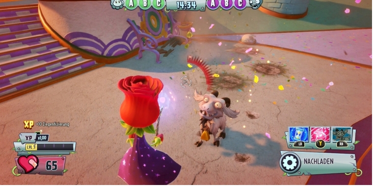 Rose der Hiebe: Garden Warfare 2 nimmt nicht nur die Call of Duty-Reihe auf die Schippe, sondern auch den Goat Simulator. Als Rose dürfen wir Zombies in Huftiere verwandeln. (Xbox One)