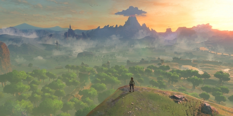 Panorama: 
Die Welt soll riesig sein. Leuchtende Lichtsäulen werden euch auf wichtige Orte in der Umgebung hinweisen. (Wii U)