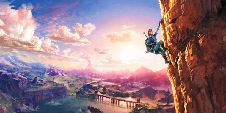 Über alle Berge: 
Im neuen, offenen Hyrule kann Link sich vielen Beschäftigungen widmen - wie beispielsweise der Bergsteigerei.
