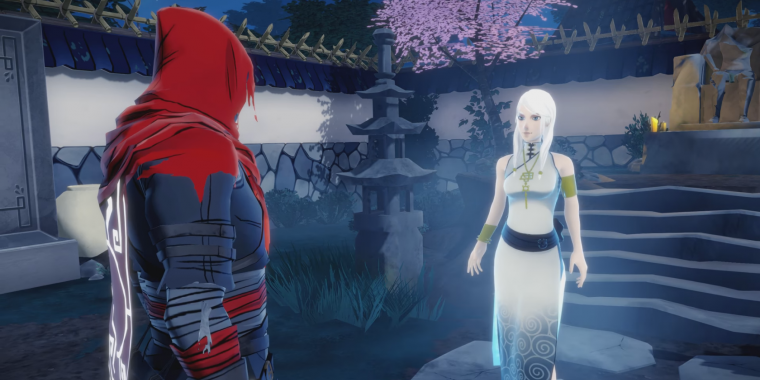 So nah und doch so fern: 
Aragamis Beschwörerin Yamiko begleitet ihn auf der Suche nach den Talismanen - in Form einer spirituellen Projektion. (PS4)