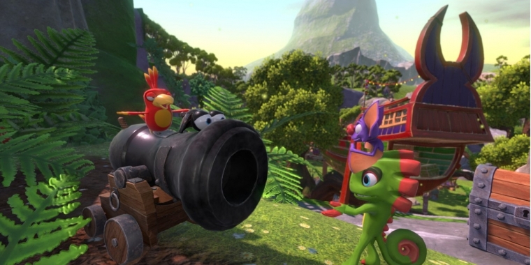 Weite Welt: 
Yooka und Laylee werden zahlreiche unterschiedliche Umgebungen erkunden. Hier befindet sich das Duo offensichtlich in einer Art Piratenwelt. (PC)