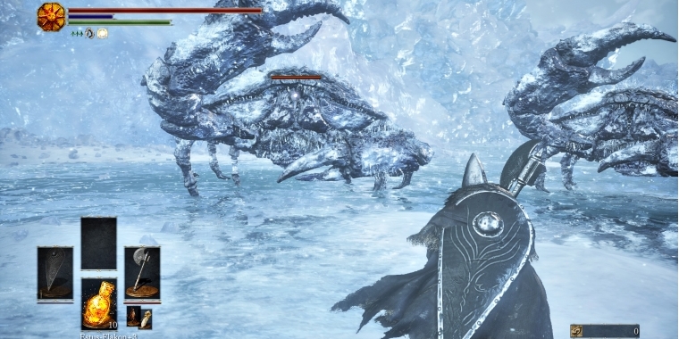 Lust auf Eiszeitkrebs? 
Die Krustentiere waren schon im Grundspiel recht nervige Gesellen. Auch im DLC trefft ihr auf sie - und deren gigantische Scheren. (PS4)