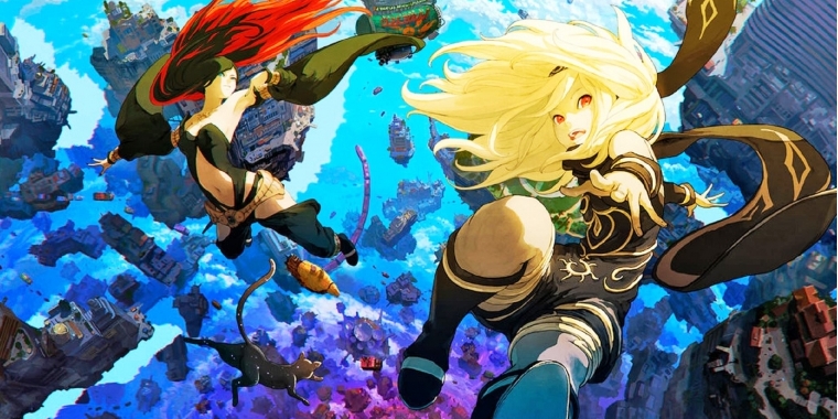Schwerkräftiges Duo: 
Kat und Raven, die Protagonistinnen aus Teil 1 spielen auch in Gravity Rush 2 die Hauptrolle. Ihr steuert die Heldin Kat, rechts im Bild. (PS4)