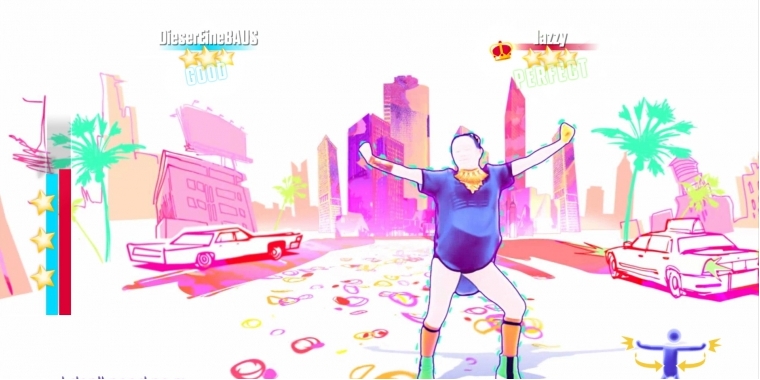 Funky: Die Visualisierung ist gelungen und farbenfroh. Die Tanzanleitungen sind auch für Just Dance-Anfänger verständlich. (Switch)